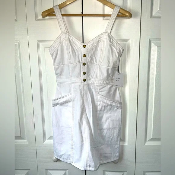 white christmas dresses Japna Blue Denim Smocked Mini Dress main image 0